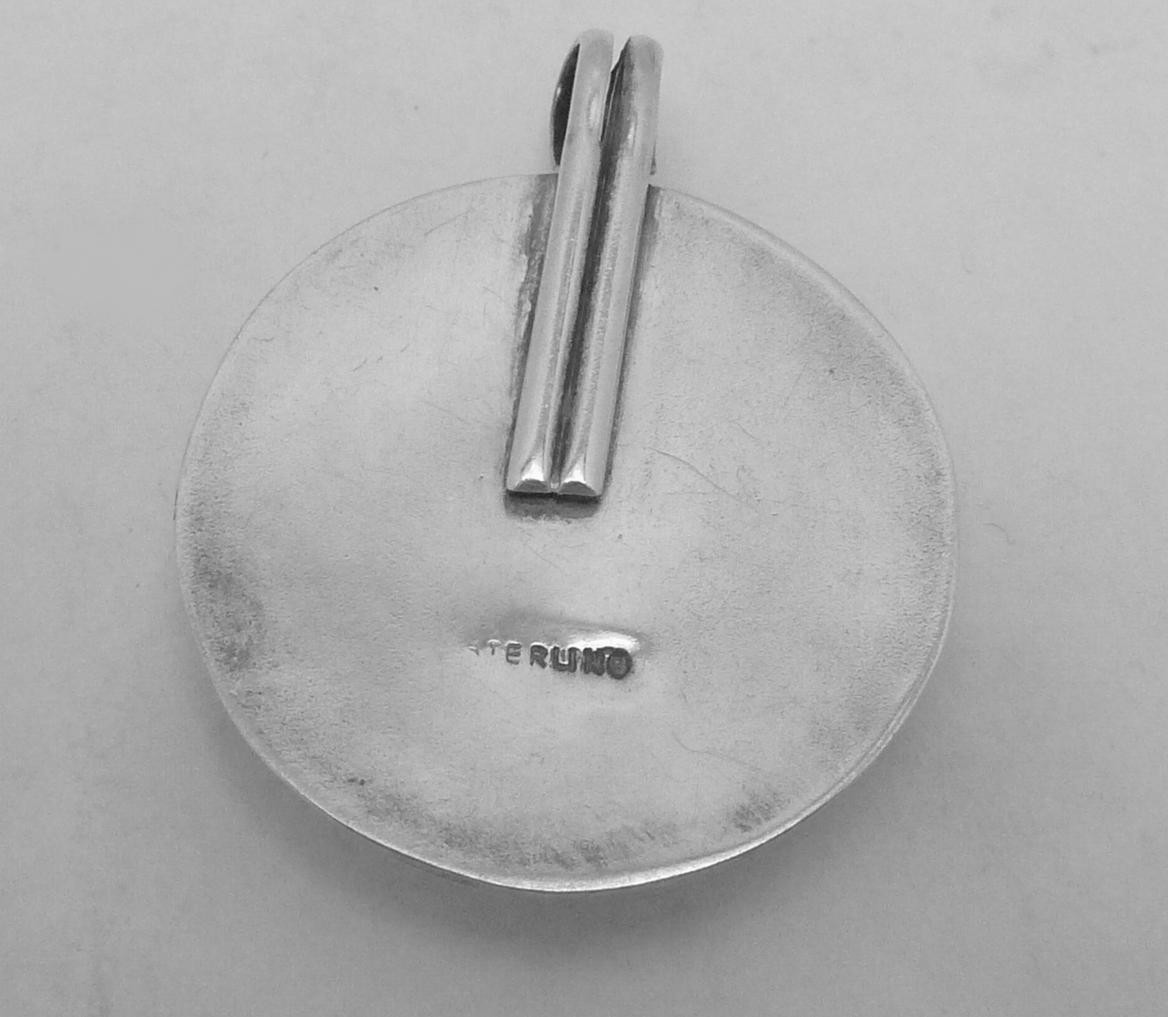 Vintage Southwest Santa Fe Style Sterling Silver Jasper Shadowbox Pendant 27517