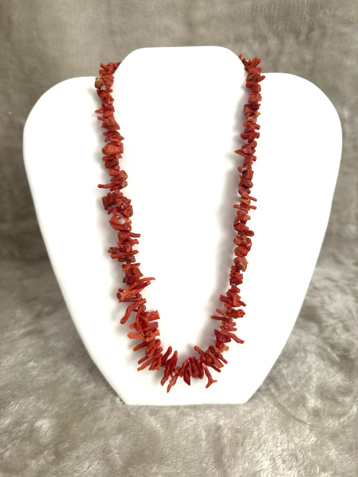 Vintage Salmon Red Branch Coral 19 ” Graduated Statement Necklace VERY NICE