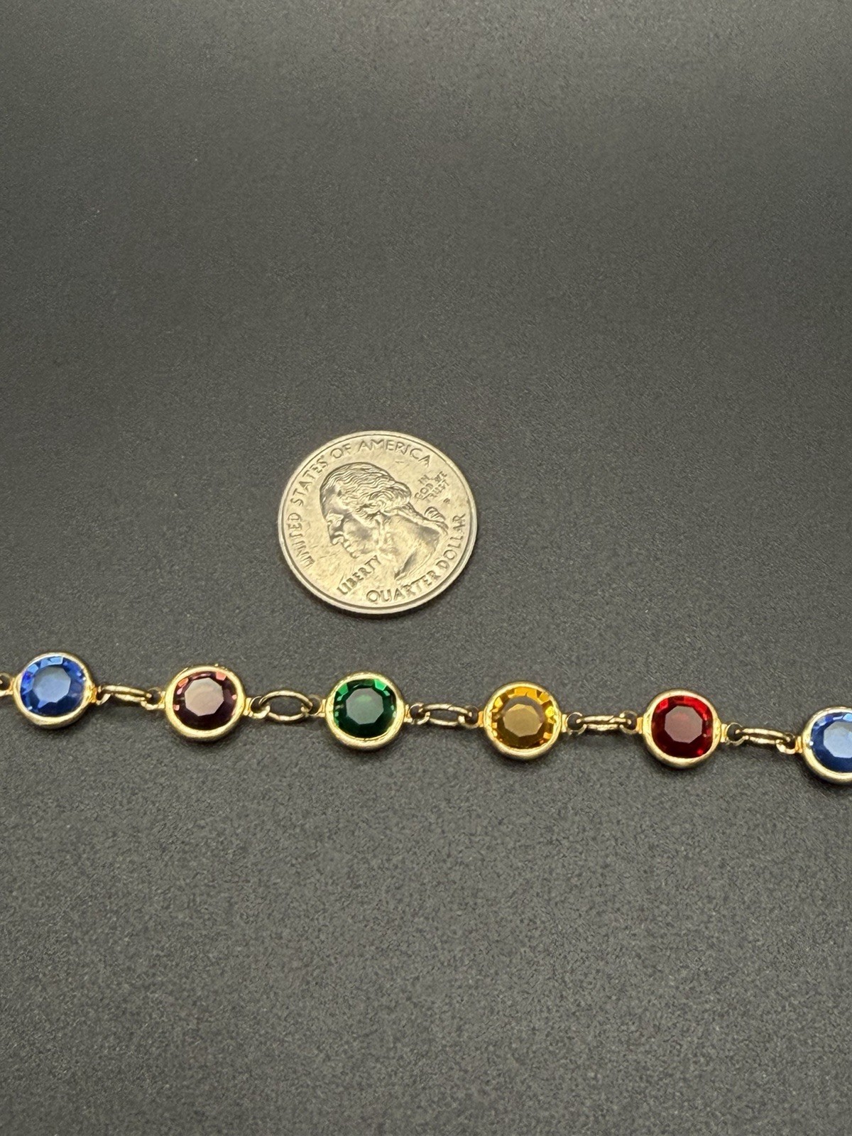 Vintage Austrian Crystal USA Signed Multi color Crystal Bracelet 7.5”