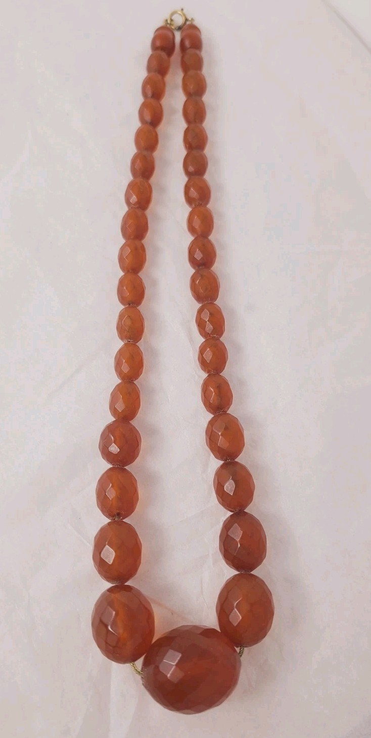 Antique Baltic Untreated Honey Amber Necklace Gold Filled Chain
