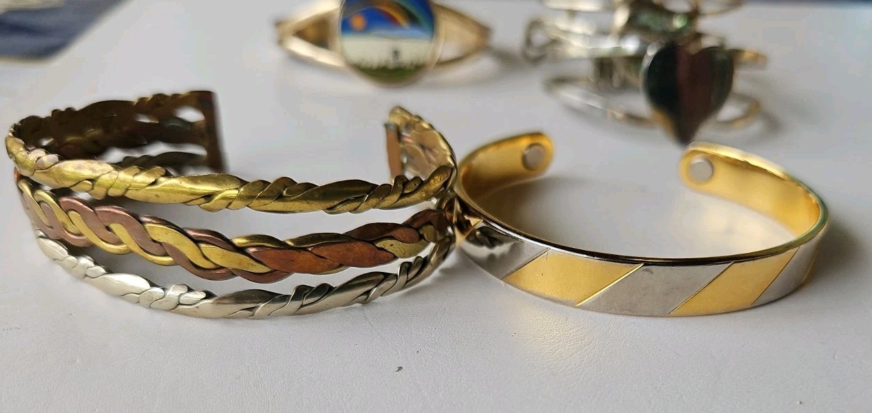Vintage Costume Jewelry Bracelet Lot of 3 Hinged Clamper 5 Open Cuffs 1 Bangle