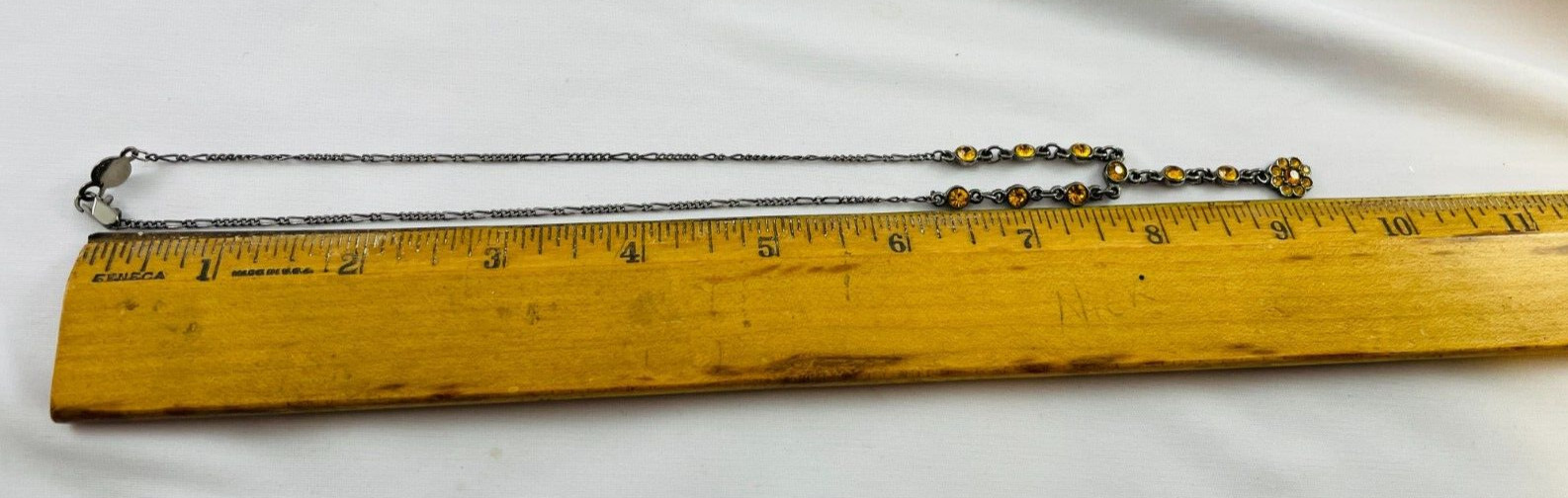 Champagne Gold Crystal Floral Y Drop Necklace Austrian Crystal USA