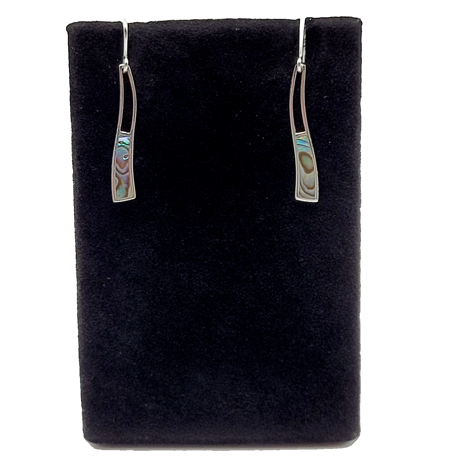 Iridescent Paua Shell Ocean Wave SU 925 Thailand Dangle Pierced Hook Earrings