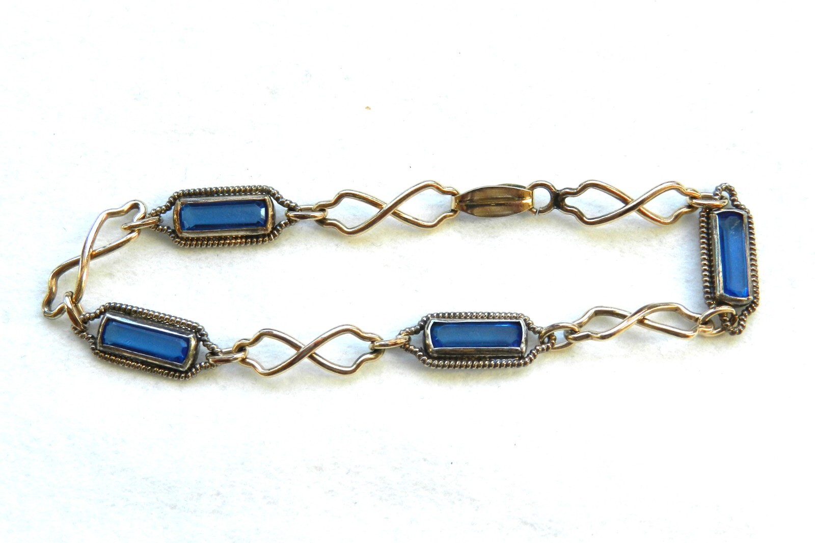 Antique 1/20 12K Yellow Gold Bracelet *7 5/8” x 1/4” * *Glass Gems* *7.5 Grams*