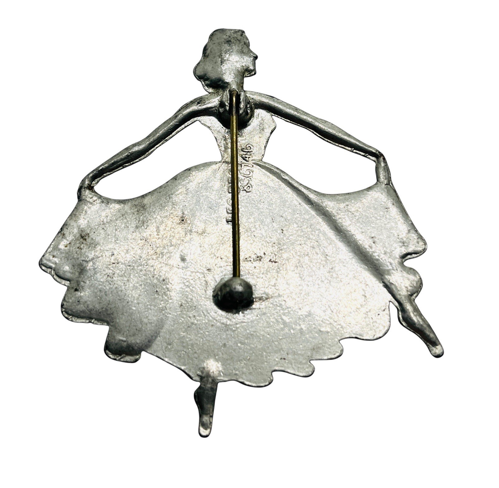 Vintage Pot Metal Figural Ballerina Signed Numbered Figural Brooch C Clasp