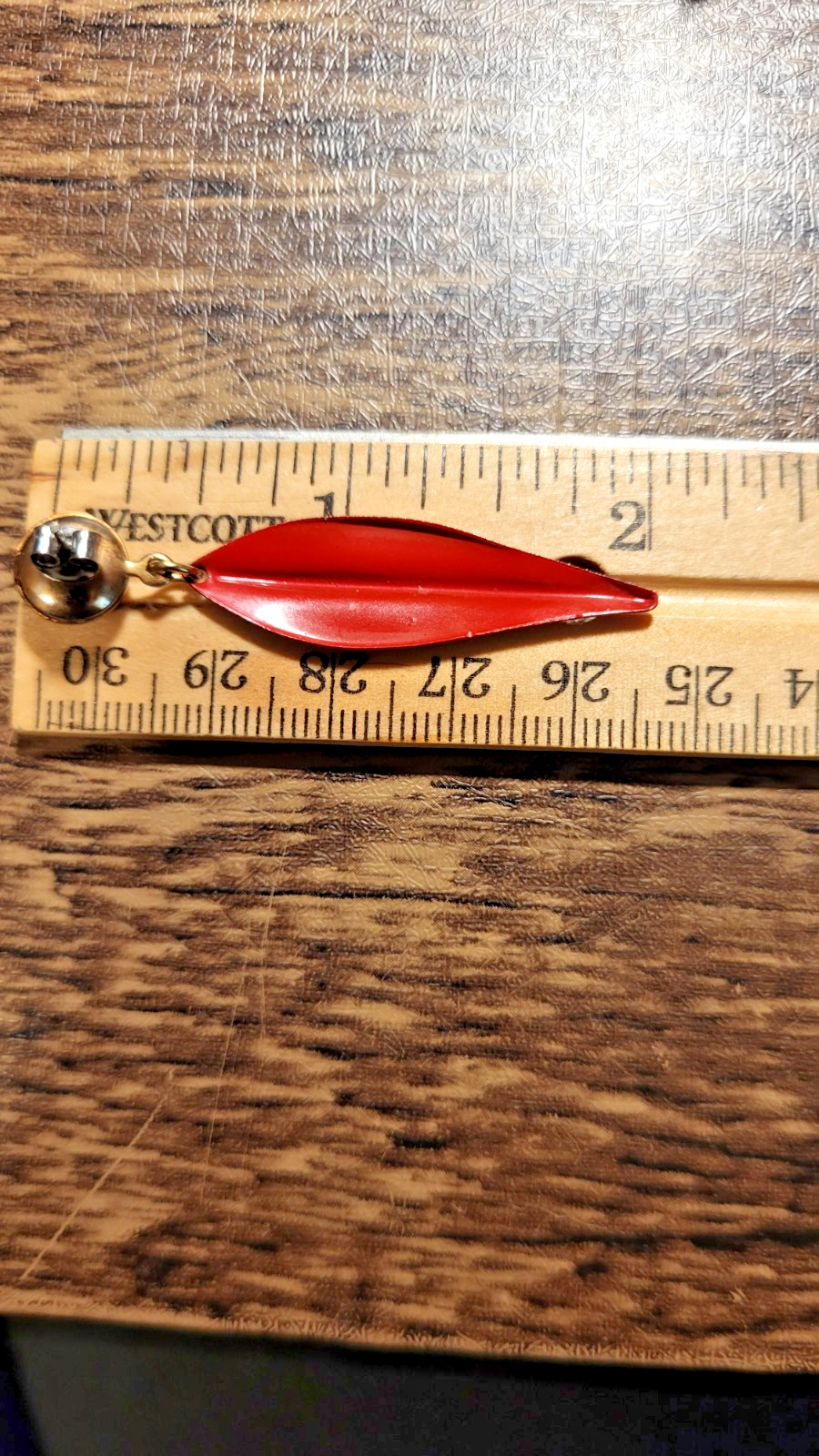 Vtg Red Enamel Marquise Leaf Dangle Earrings Gold Tone Post Stud Drop Statement