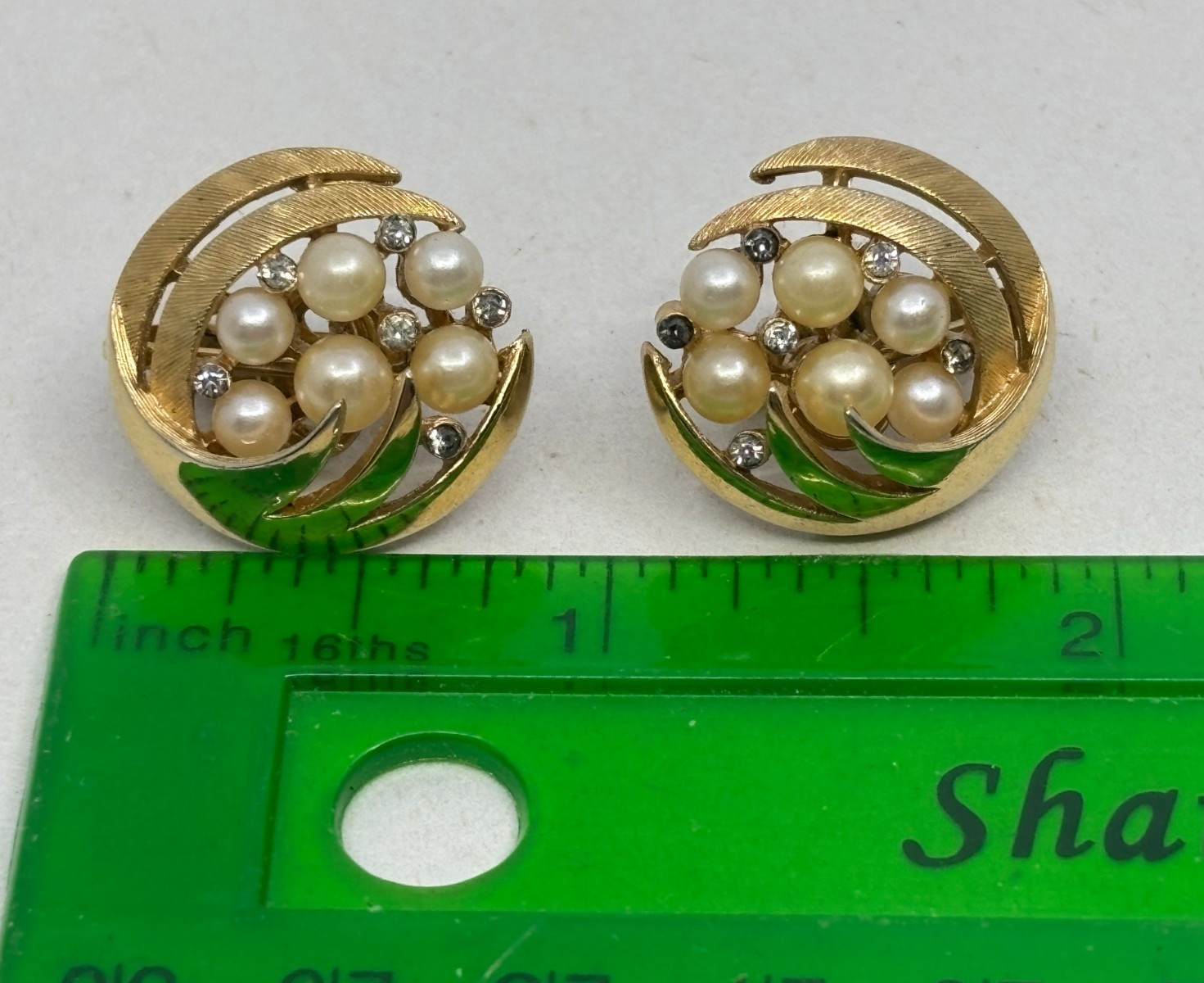 2 Pairs Vintage 1955-1980s TRIFARI Clip On Earrings Gold Tone