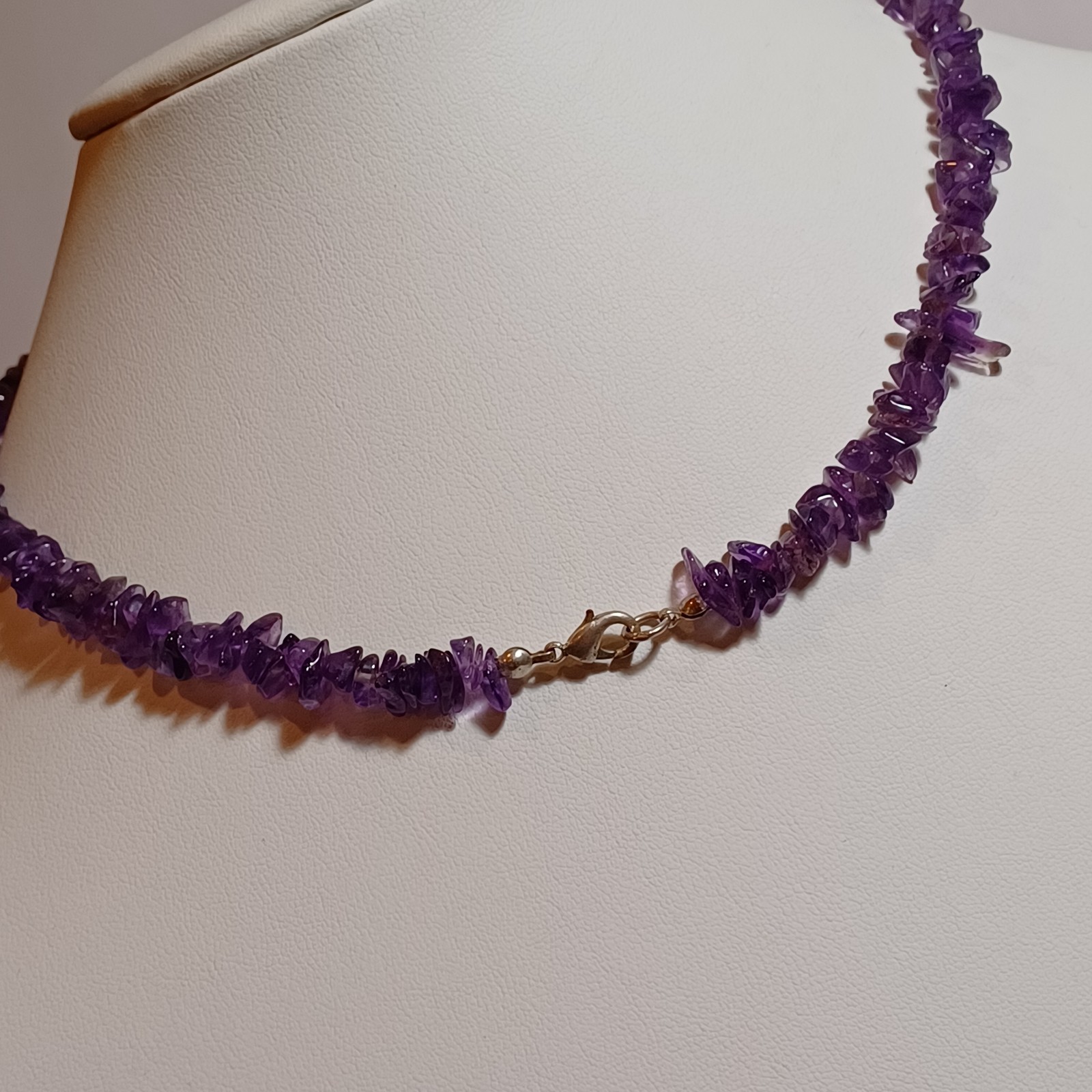 Amethyst Chip Bead Vintage Necklace 17.5 Inch