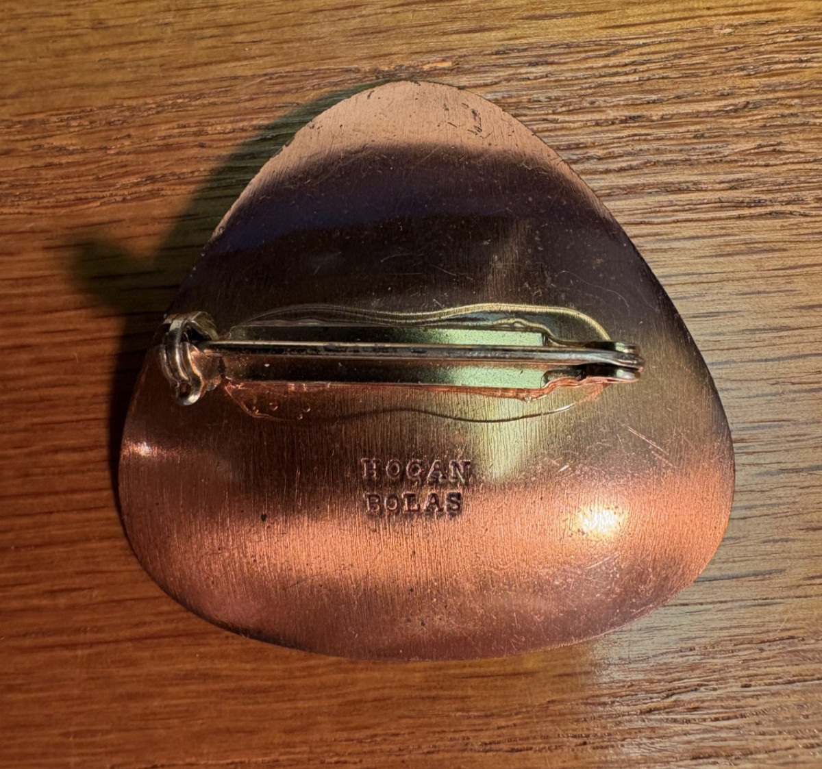 Vintage”HOGAN BOLAS” Brooch,Copper Enamel Finish.