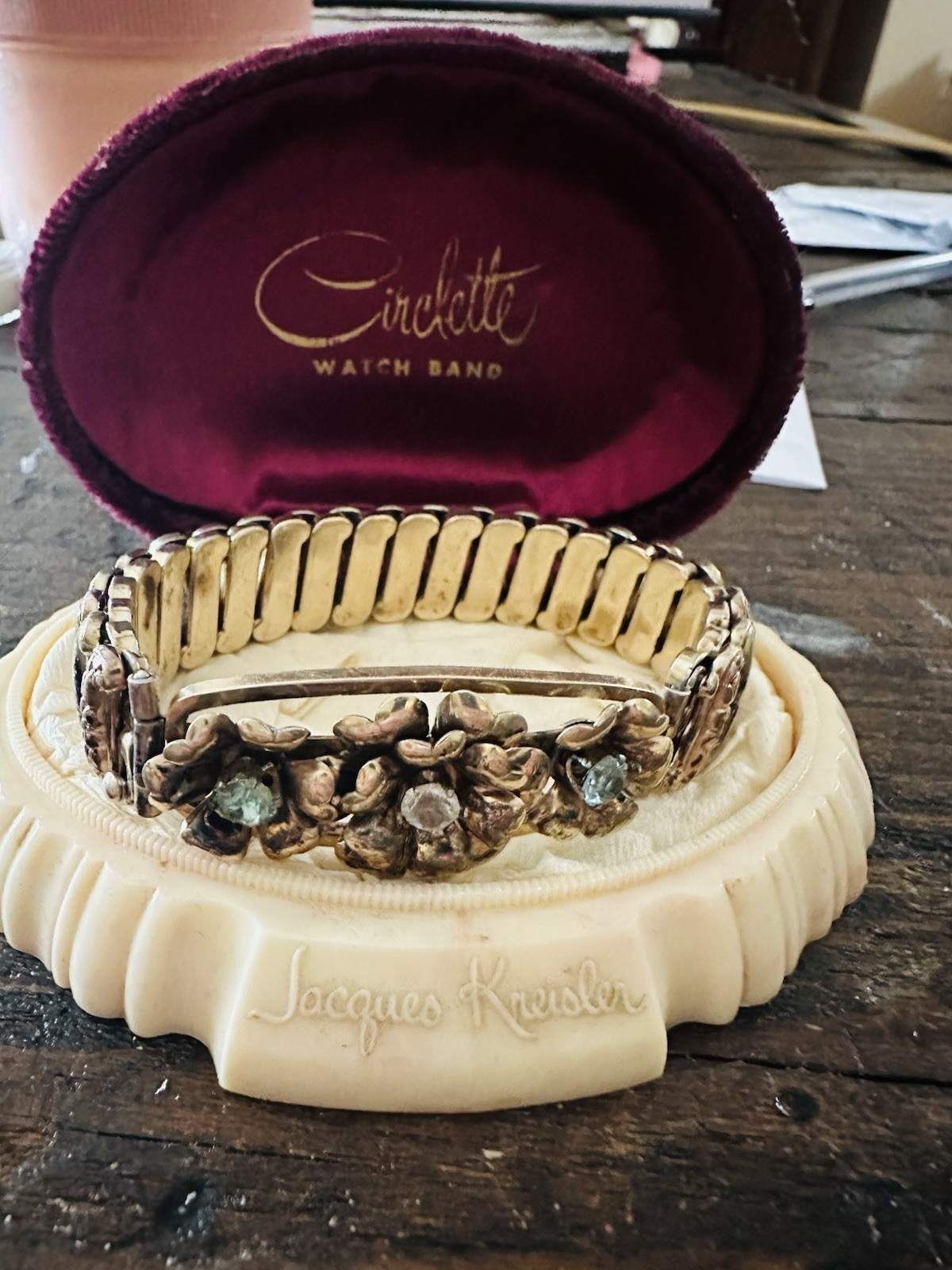 Vintage Lustern 1/20 12K GF on Sterling Expandable Flower Sweetheart Bracelet