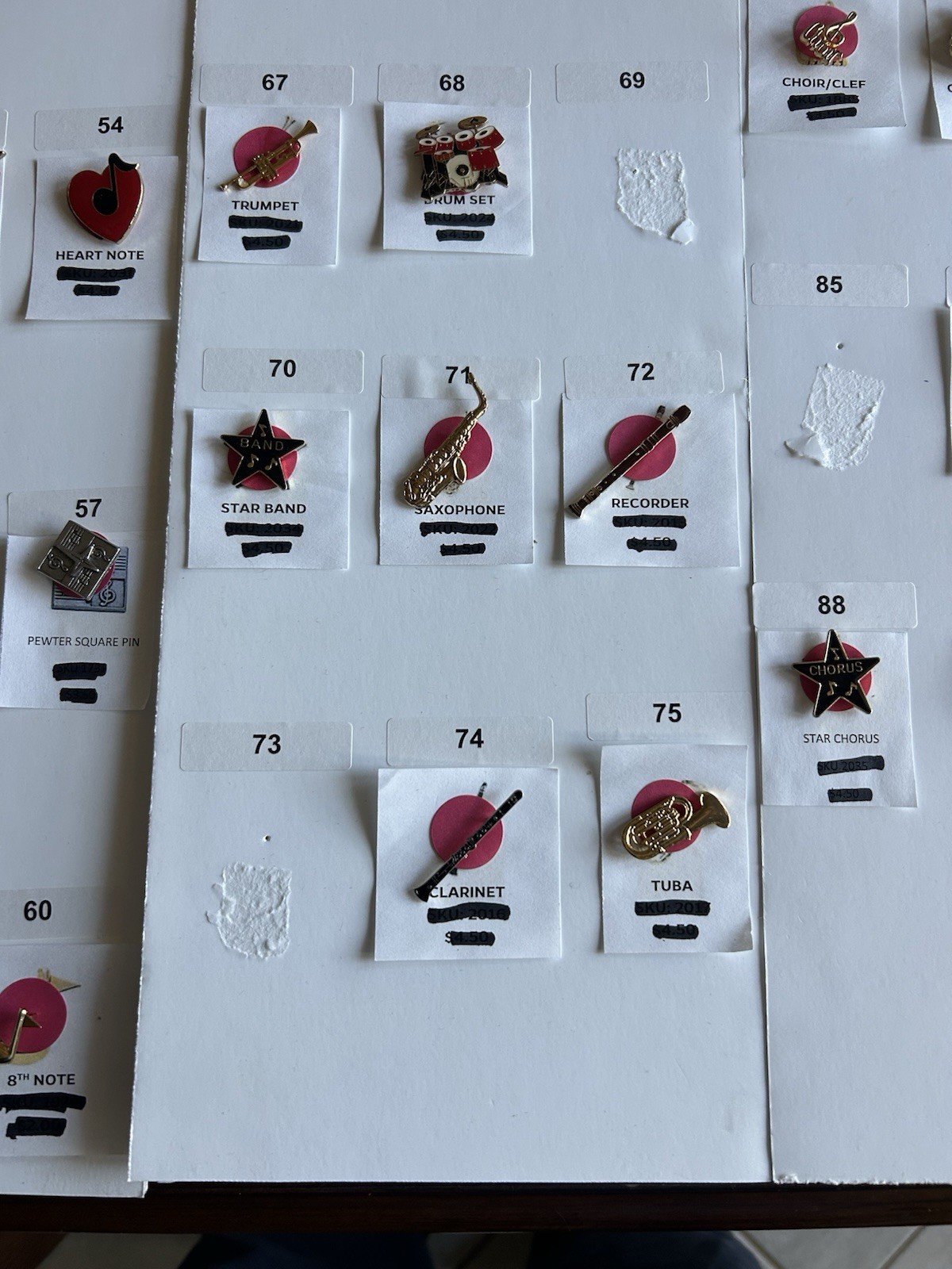 Huge Lot Of 82 Music Themed Pins; Guitar, Musical Notes, Etc All NEW