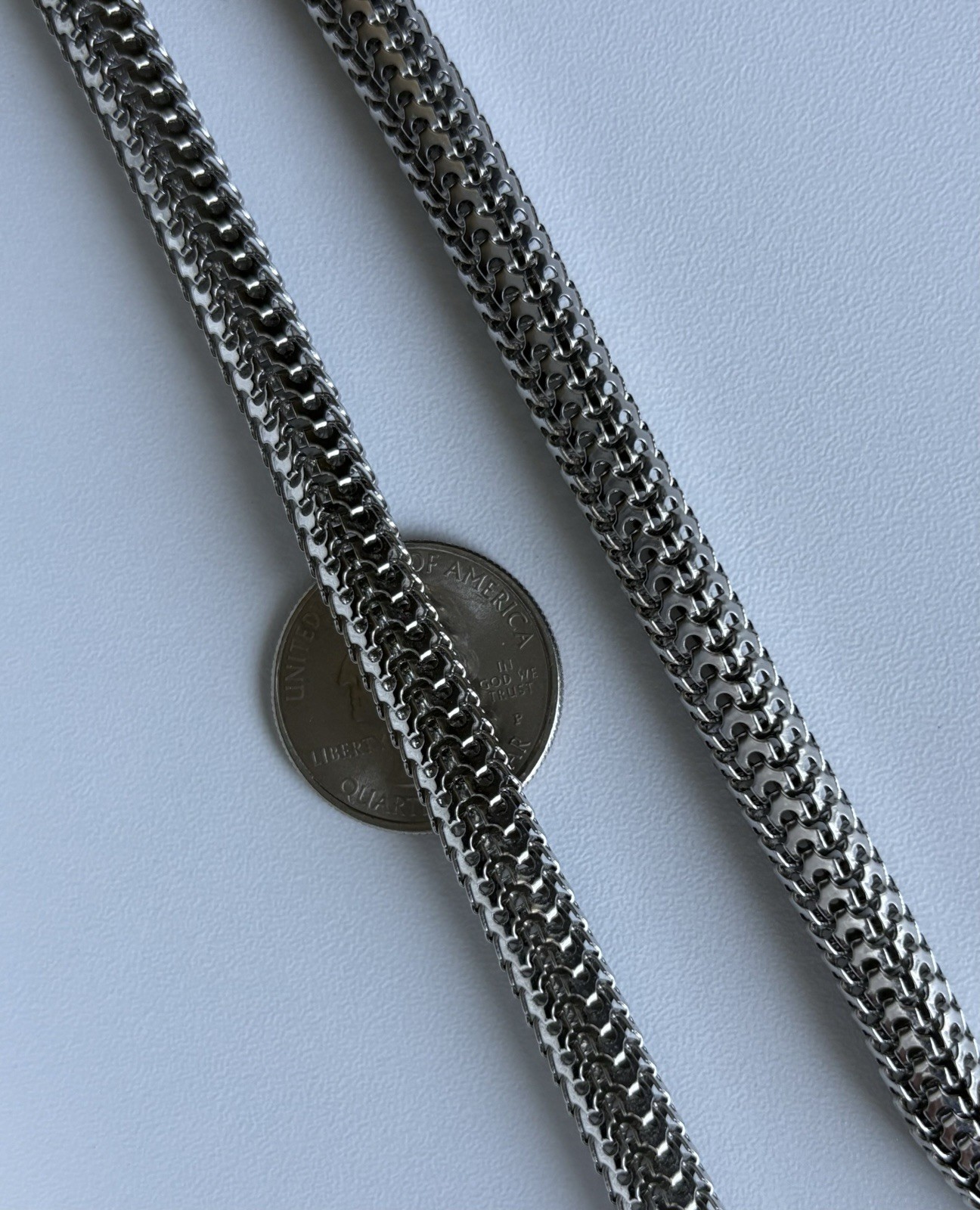 Vintage Vendôme Mesh Chain Silver Tone 36in Necklace 9mm wide 65.9g Statement