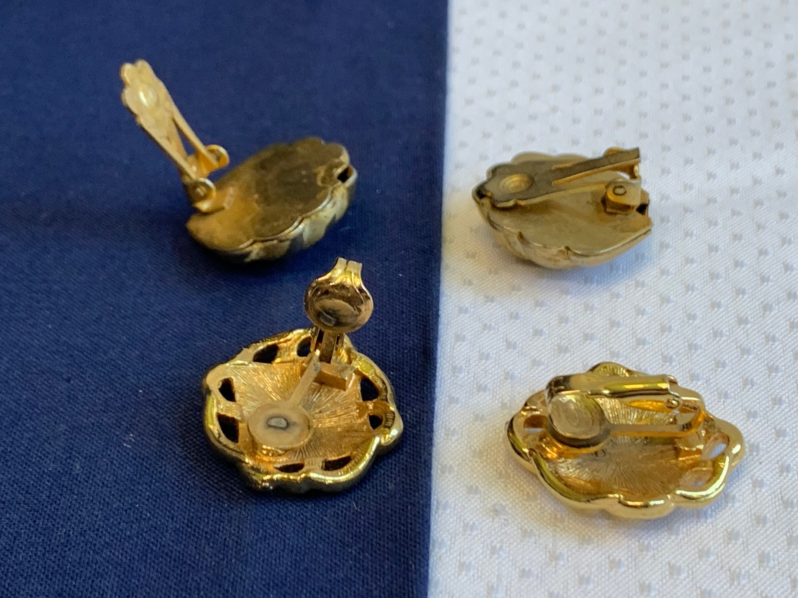 Vtg Clip-On Earring Lot Costume Jewelry Enamel Faux Gemstones / Pearl / Onyx