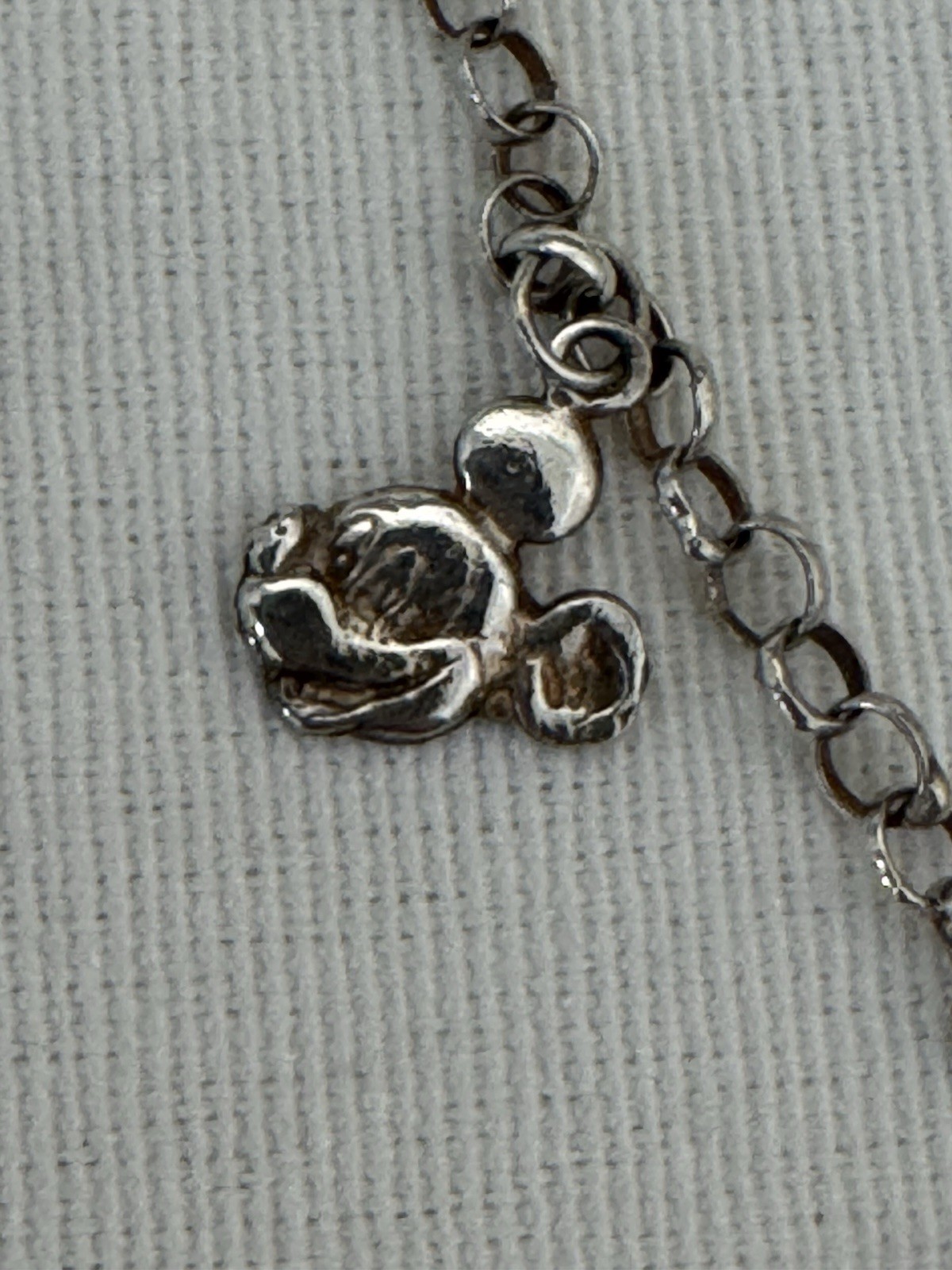 Rare Vintage 1940s 980 Silver MICKY MOUSE Charm Bracelet & Asian Maker Mark