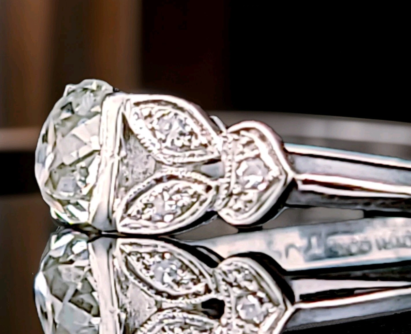 Platinum Vintage Filigree Engagement Ring 0.78ct. Natural Old Mine Cut Diamond