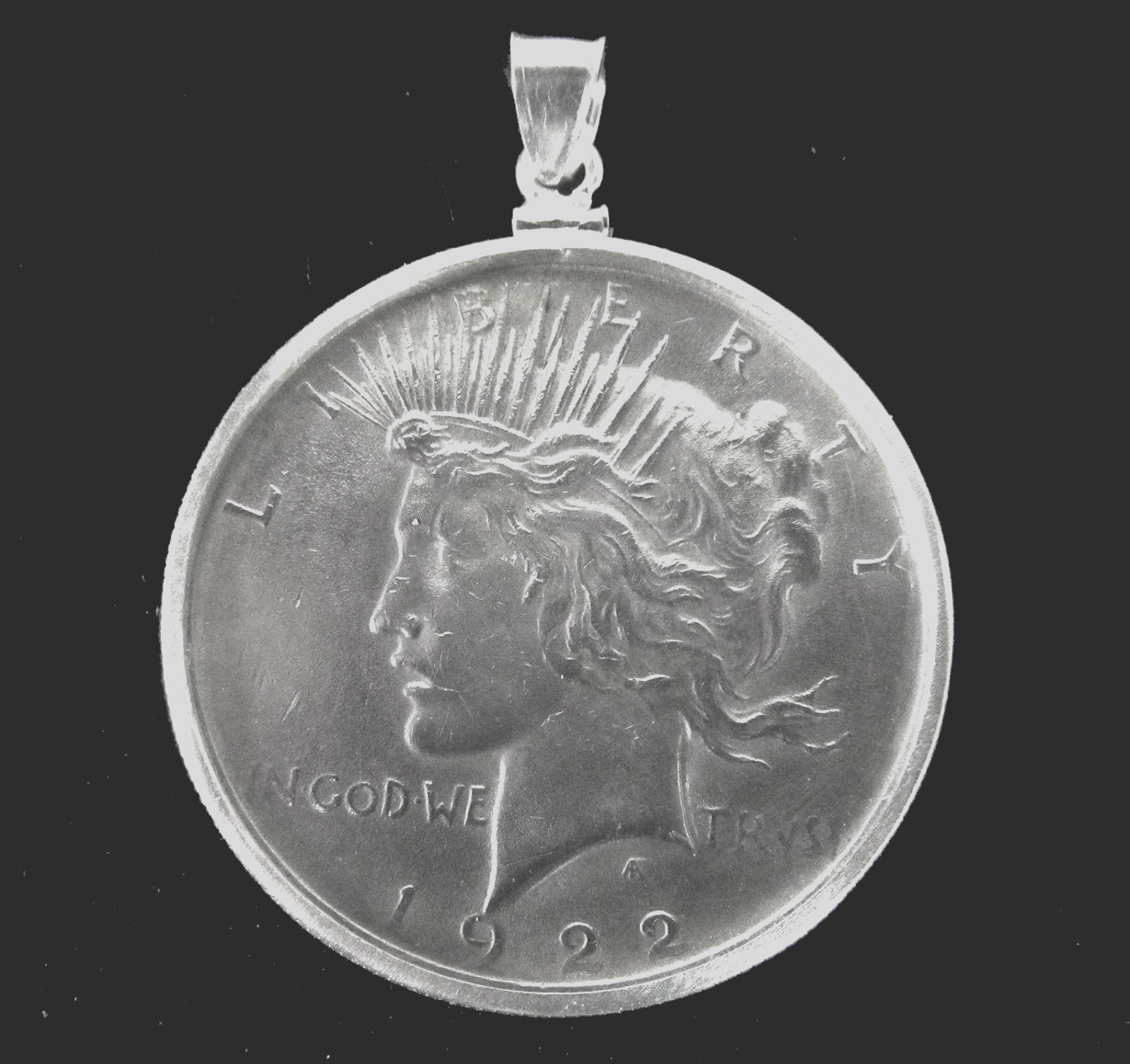 Peace Dollar Pendant 90% Silver Coin Sterling Silver Coin Edge Bezel Bail