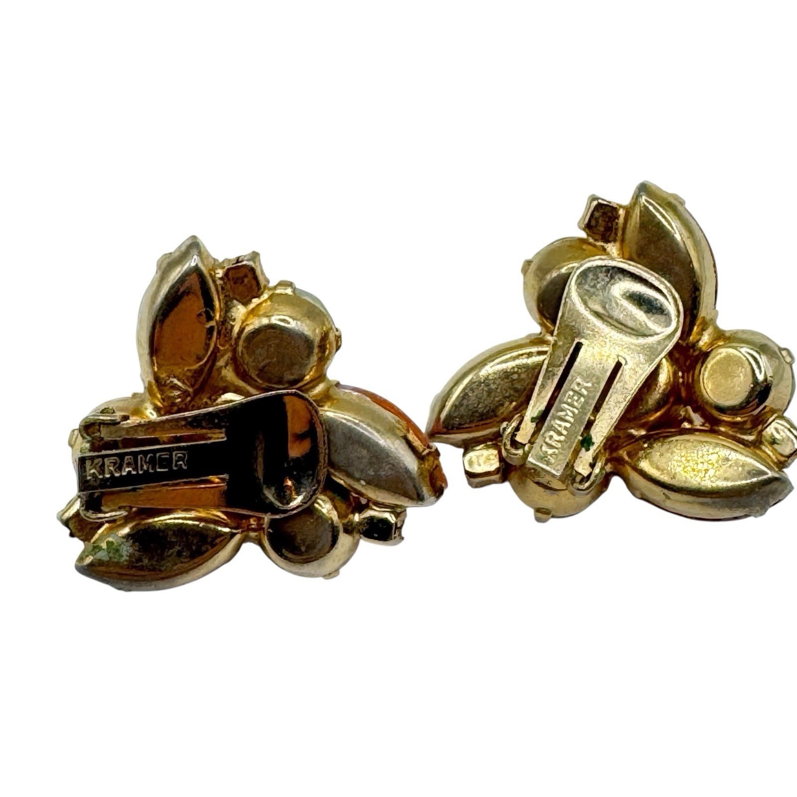 KRAMER EARRINGS, designer Signed 1950’S Stunning & Rare Citrine & Rose