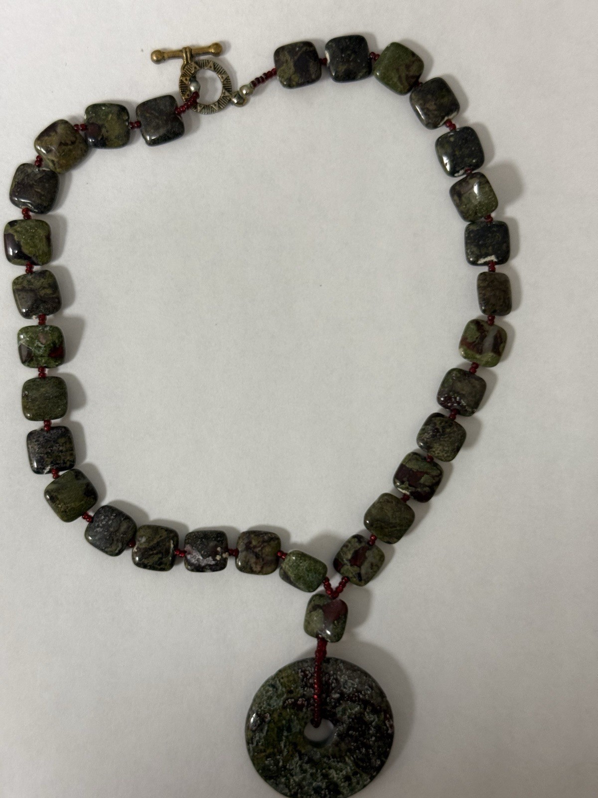 NATURAL JASPER STONES GRAINED SHAPES 10″ LENGTH NECKLACE VTG style timeless