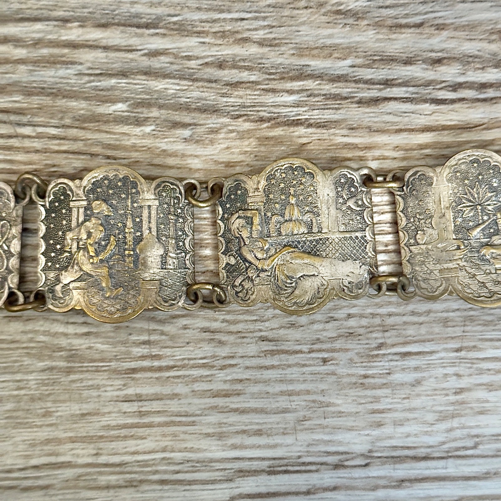 Vintage Arabian Nights Story Teller Panel Bracelet Souvenir Du Maroc