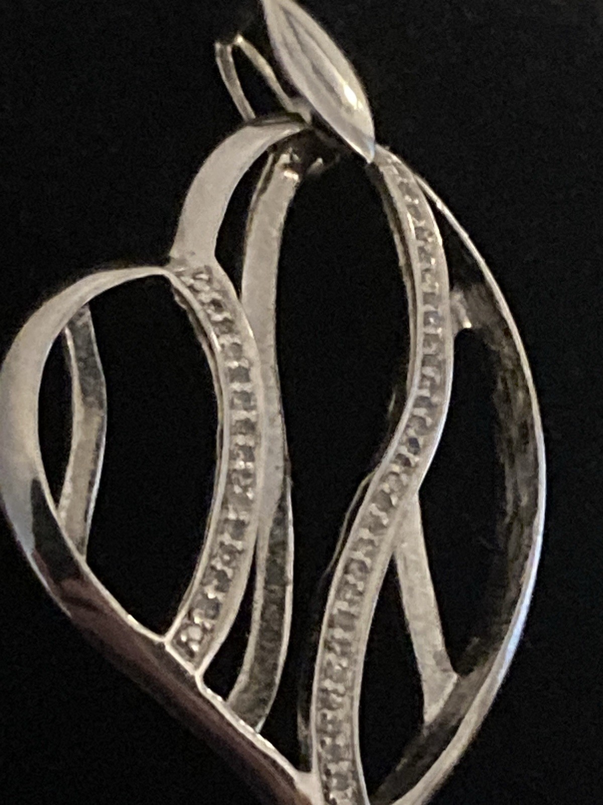 925 Sterling Silver Pendant ~ CZ Heart Cubic Zirconia ~ 1.5″ ~ 5 grams