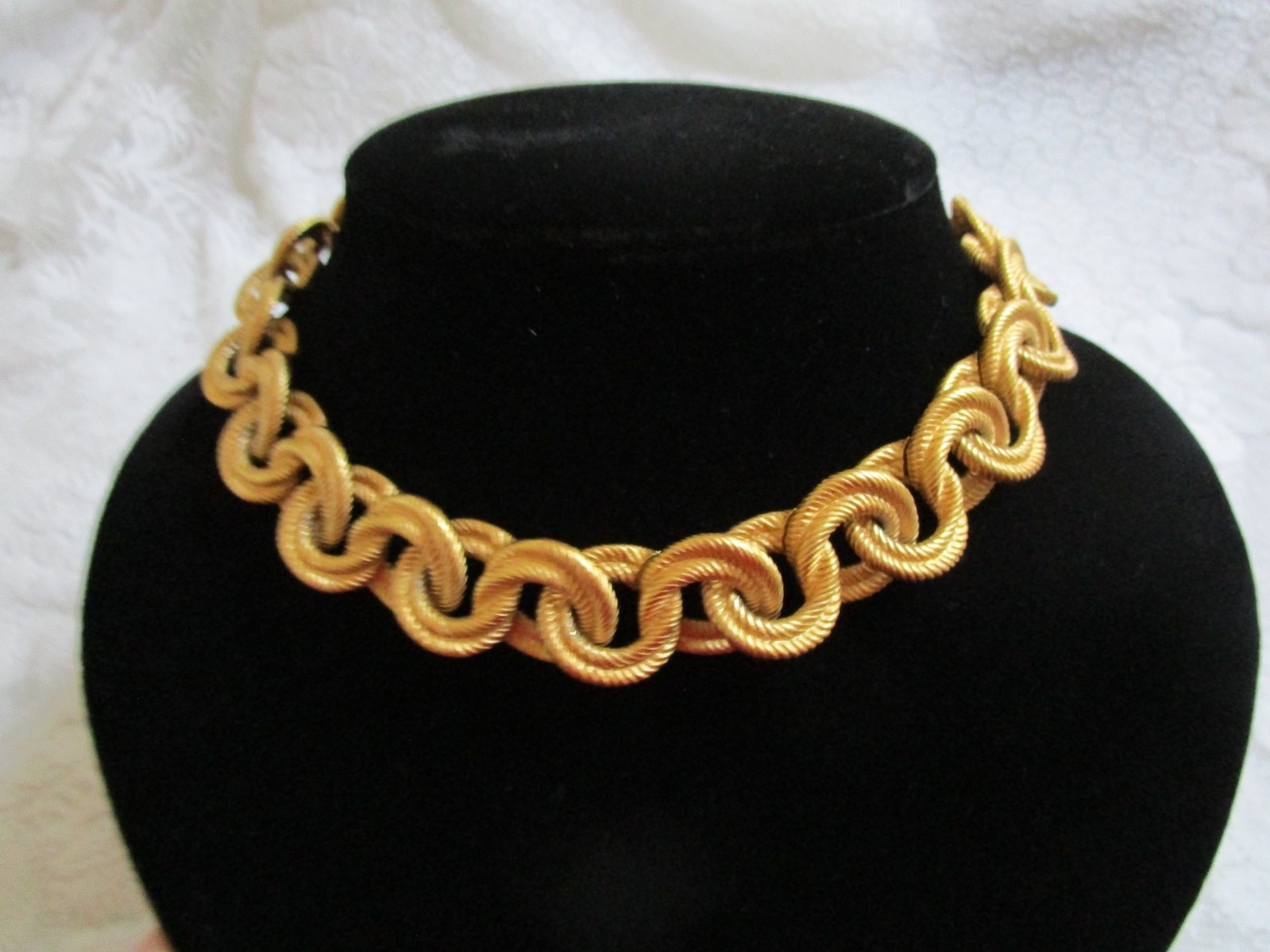 Vintage Anne Klein Necklace Chunky Texture Double Rope Link Signed 18” L XLNT