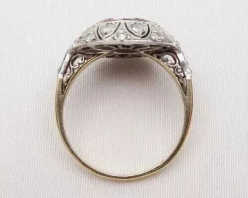 2Ct Art Deco Style Round Cut Lab Created Diamond 14K Yellow Gold FN Wedding Ring