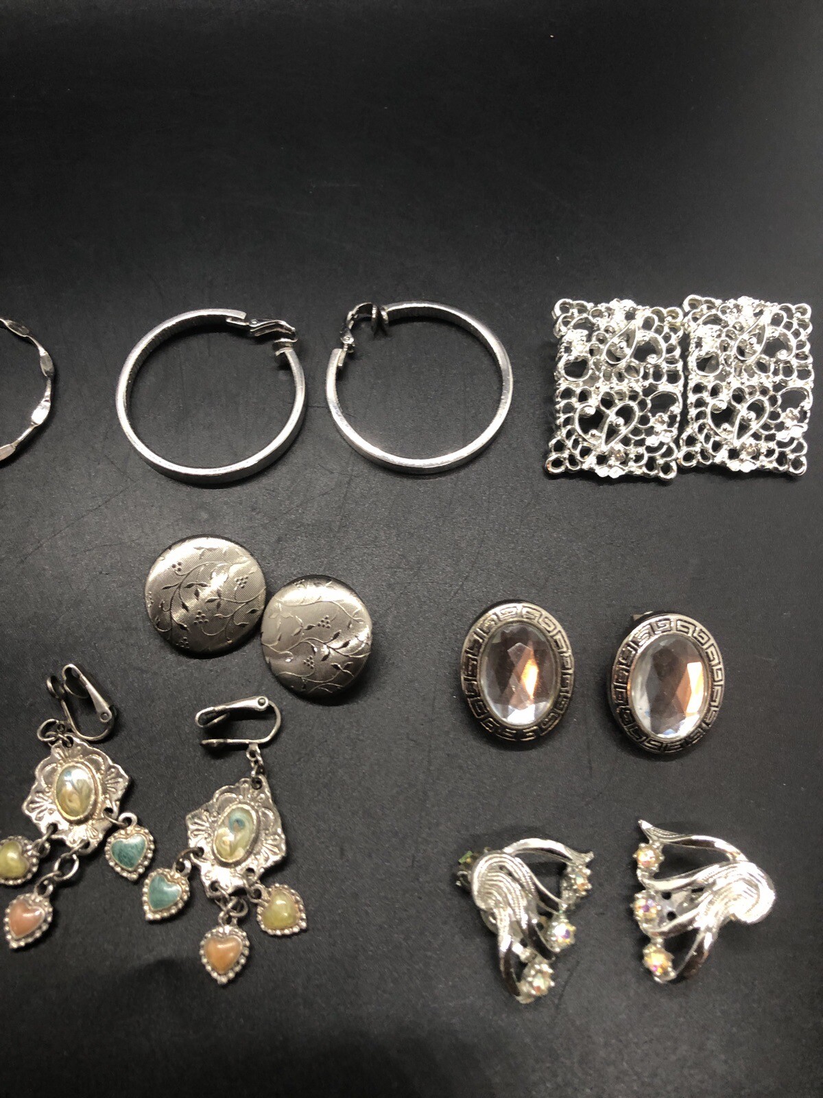 Large Lot Vintage Silvertone Earring Sets Delta Monet LH Segal Avon Unbranded B2