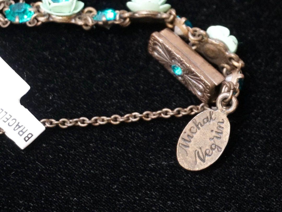 Michal Negrin Rhinestone blue Flower Bracelet