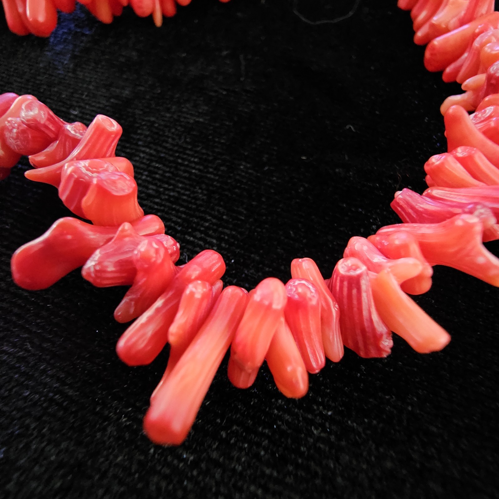 Vintage Red Branch Coral Dainty Necklace & Bracelet Set Retro Beachy Boho 16″