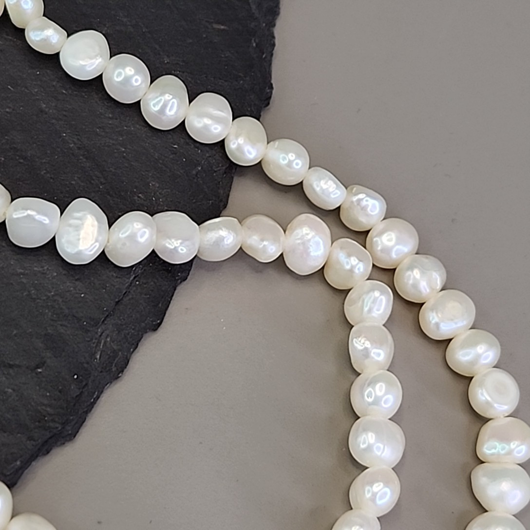 Vintage Freshwater Pearl Necklace White Double Layered Nine West 18″