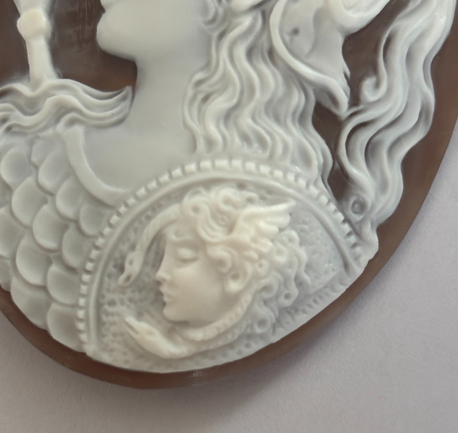 AMAZING SHELL CAMEO HANDMADE THE ATHENA