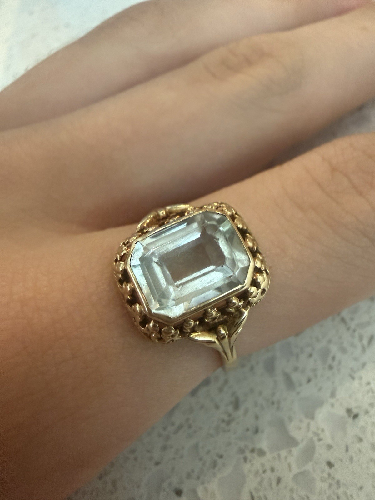 Vintage Aquamarine 14k Yellow Gold Ring