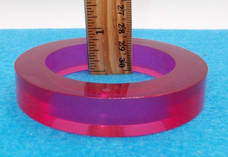 Vintage Clear Hot Pink Lucite Chunky Bangle Bracelet 1990s Designer 5/8″ Wide