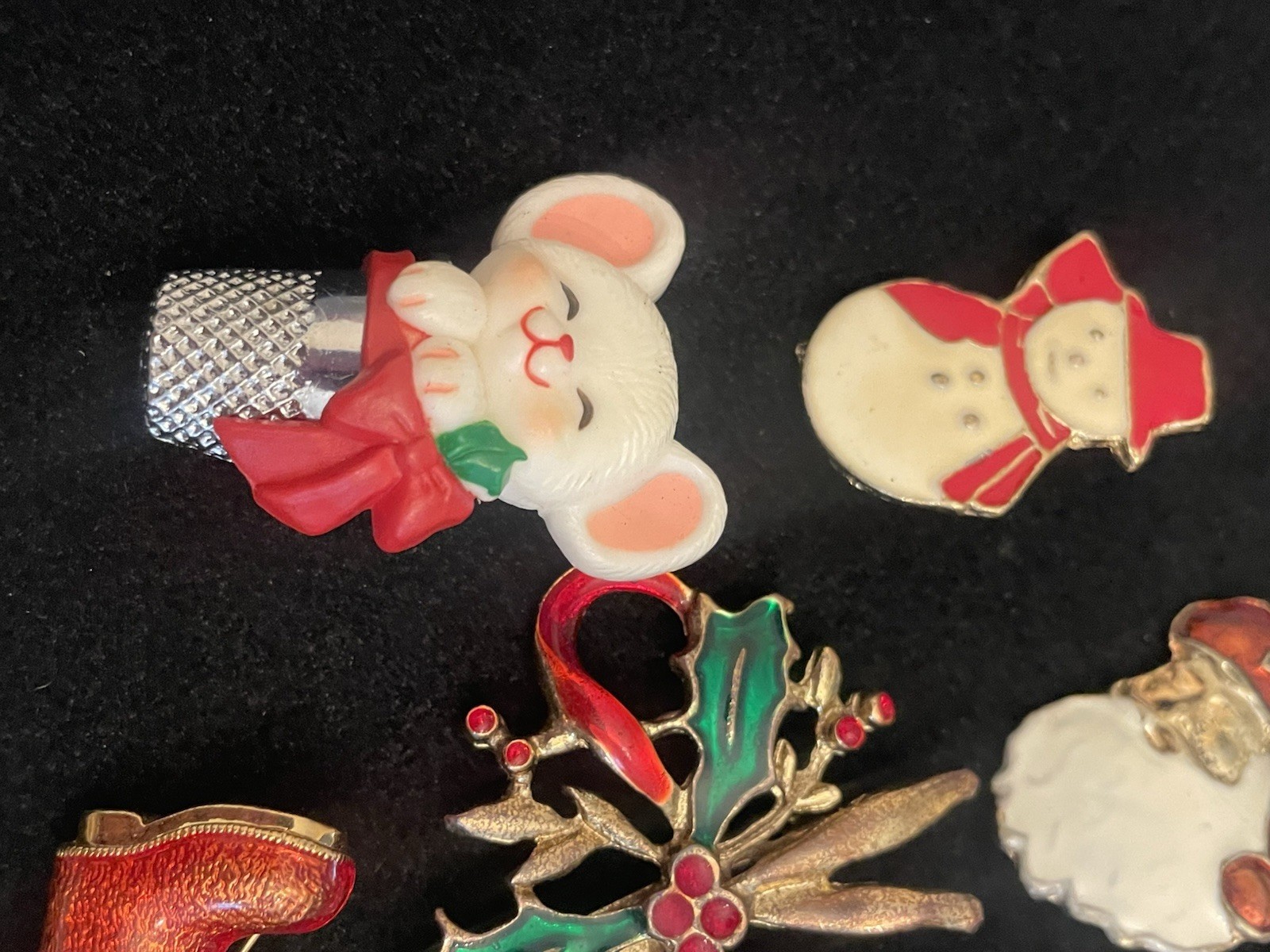 VTG Christmas Brooch Pin Lot ENAMEL RHINESTONE Santa Angel Cane Wise Men Noel