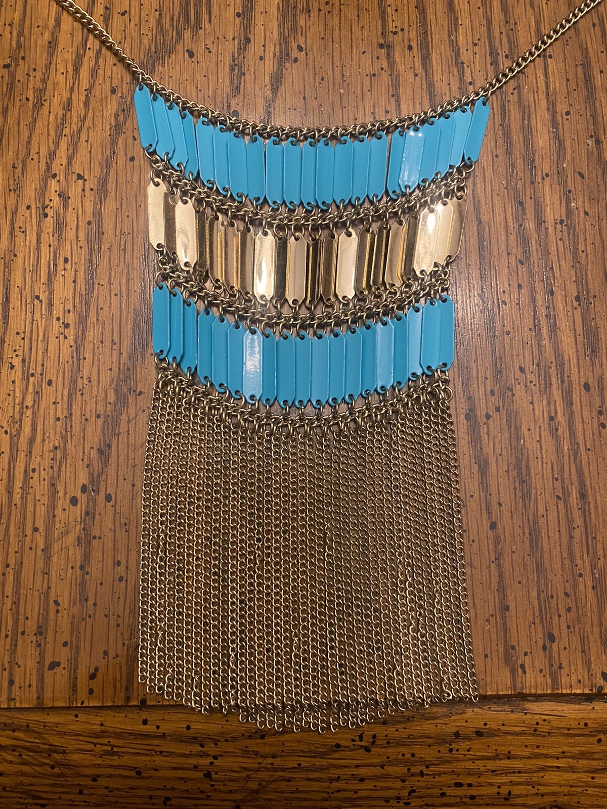 Vintage Silver Tone & Blue 28”-31” 1920’s Style Look Flapper Gatsby Necklace