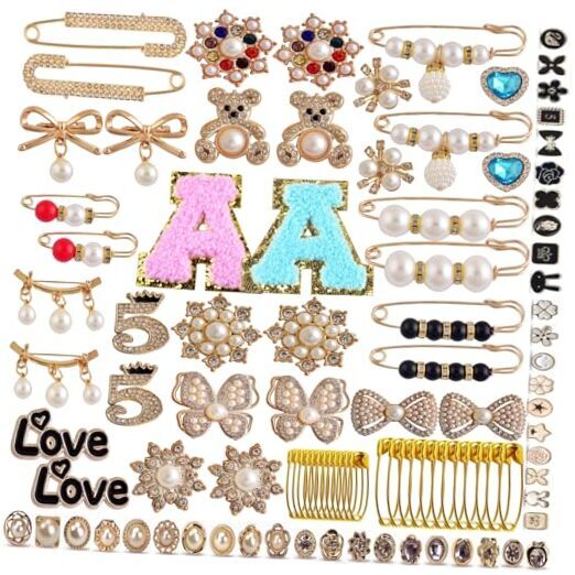 Charms for Socks Safety Pins 100pcs Brooches and Pins for Women Gold Junk Sock