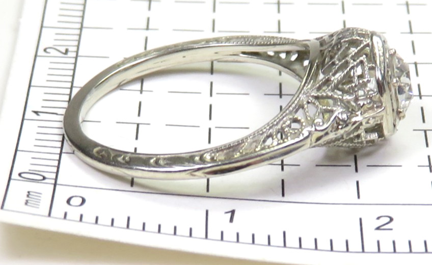 Antique Art Deco 1920’s Diamond 18KW Engagement Ring Size 6 UK-L1/2 EGL USA