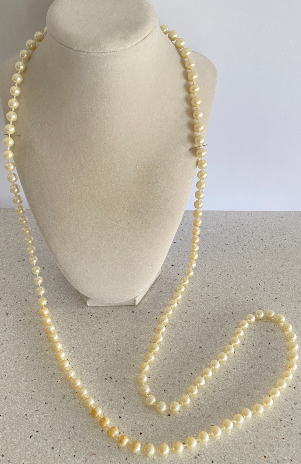 Lot of 4 Vintage Faux Pearl Necklace Strand Lariat 56″ 54″ 48″ 36″