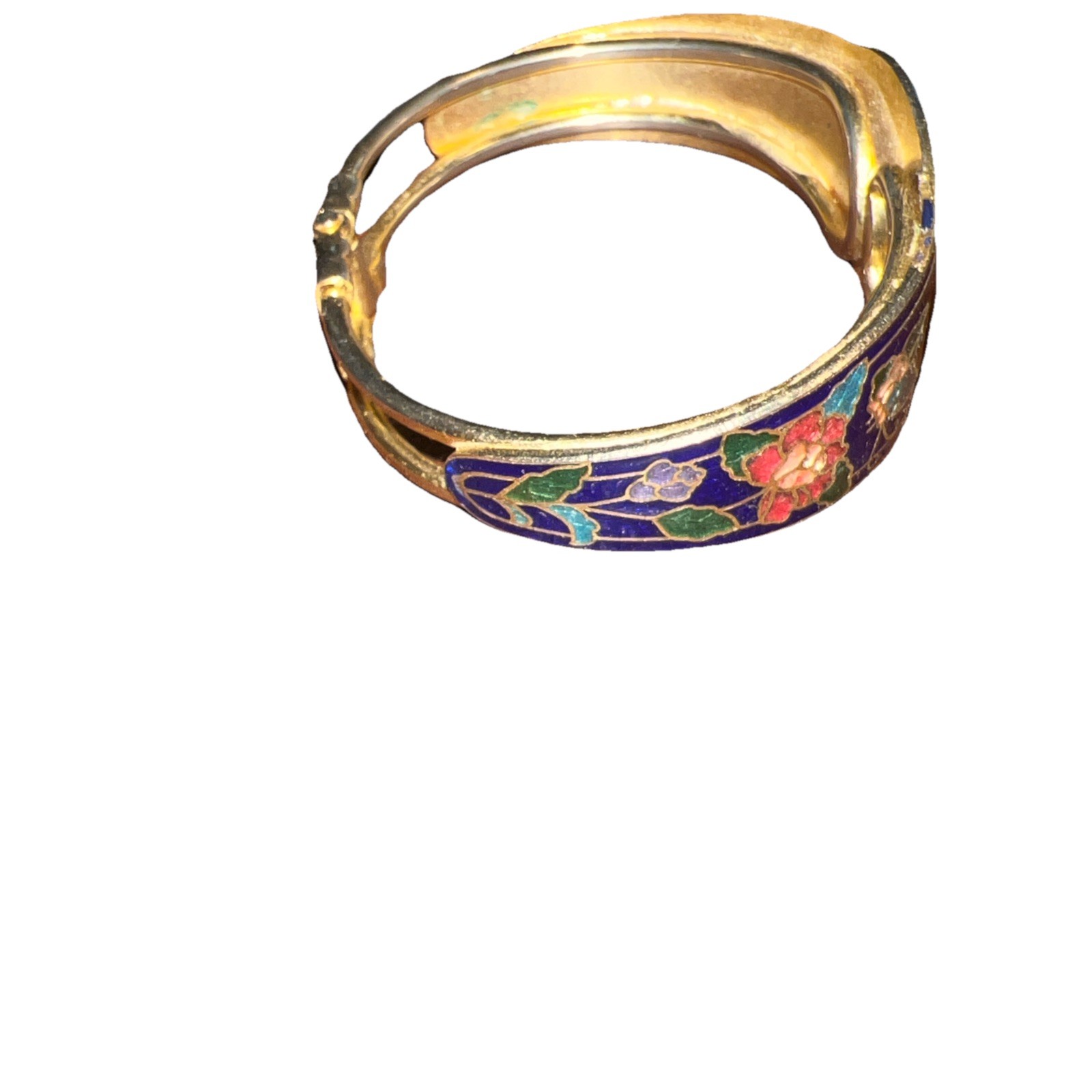 Vintage Hinged Cloisonné Bracelet Gorgeous Measures 2 1/2” Across