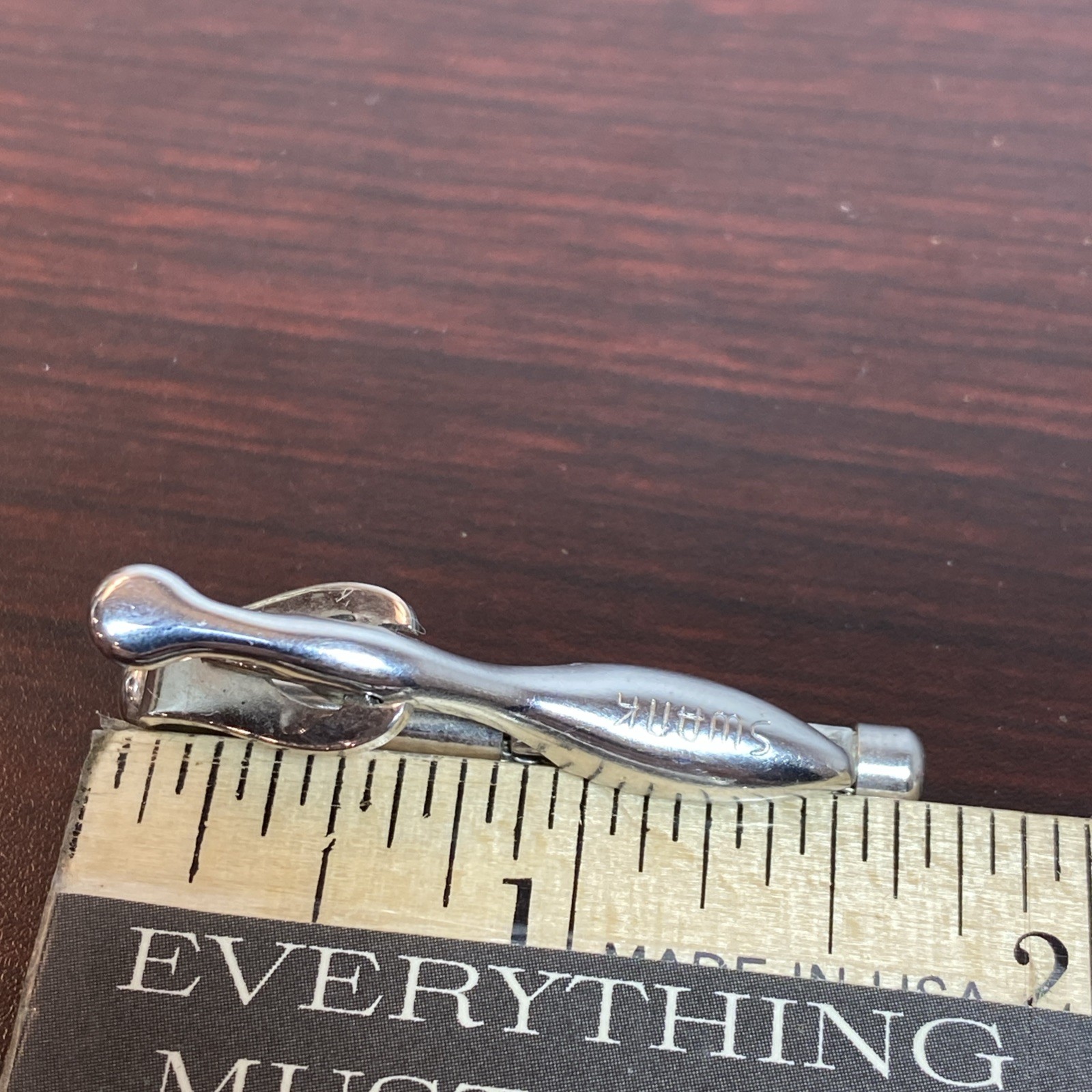 Vtg Round MESH Swank Cuff Links Tie Clip Bar Set (LOOKS LIKE A RETRO MICROPHONE)
