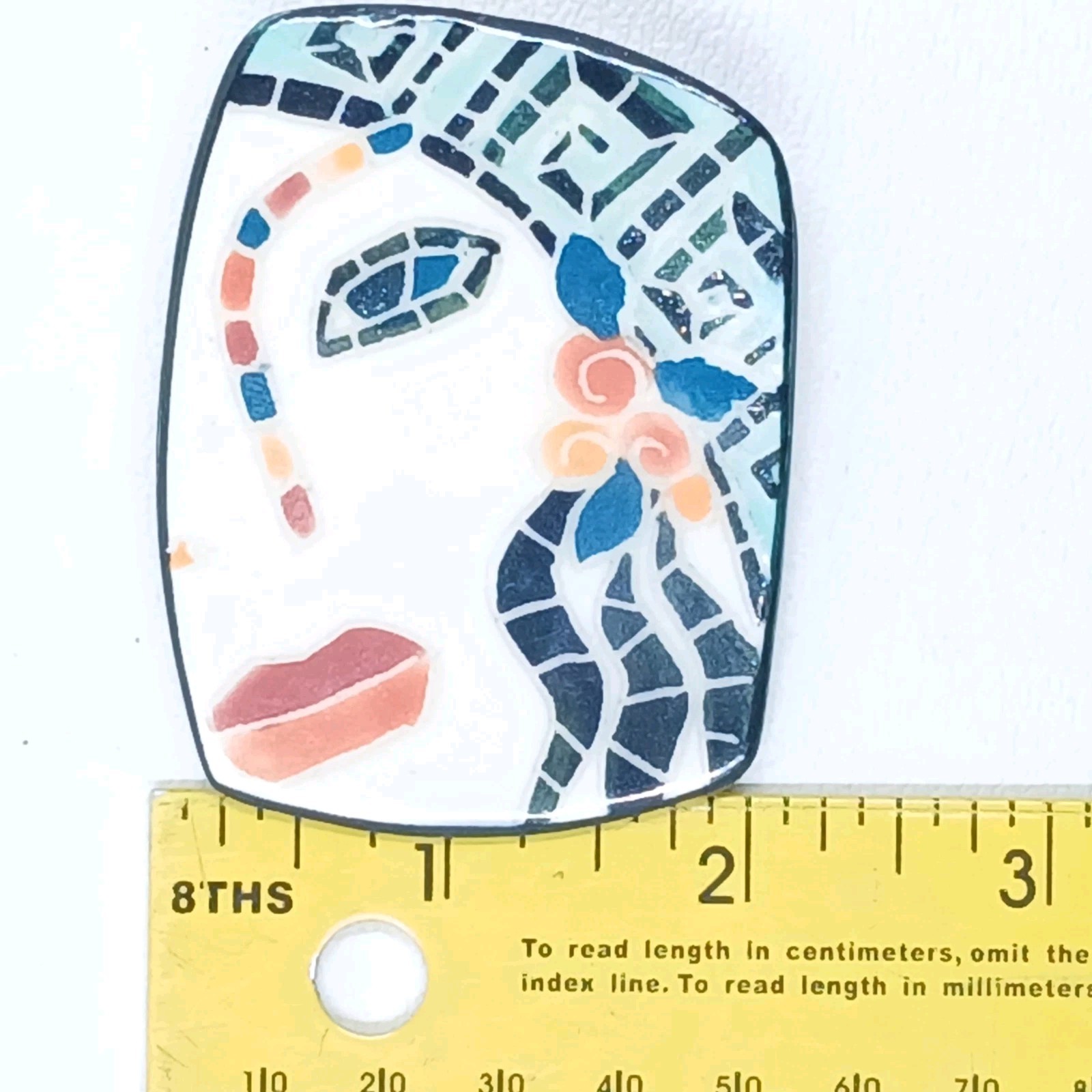 Sarmite Rakhlin Hand-Painted Porcelain Brooch • Art Deco Woman Portrait • Studio