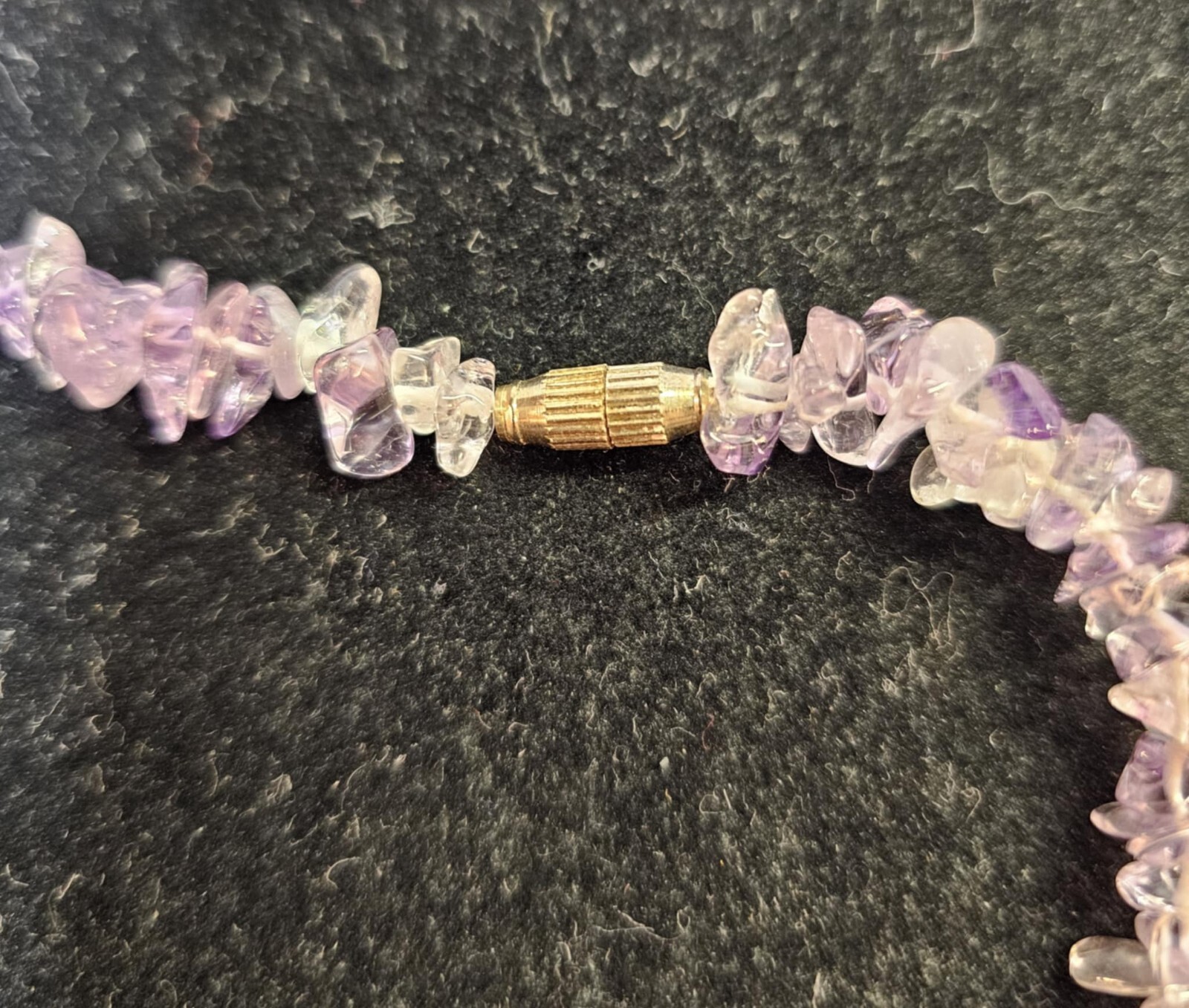 vtg Choker Necklace Amethyst Nugget 16.5in- S88