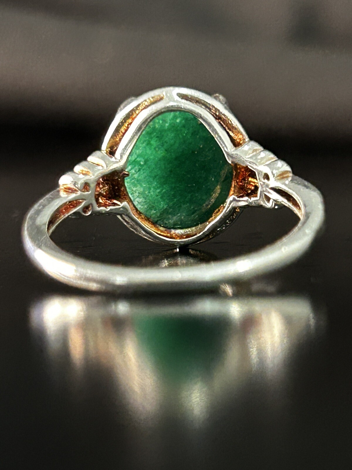 Vintage Ring Size 8 Silver 925 Green Aventurine Oval Gemstone Handmade