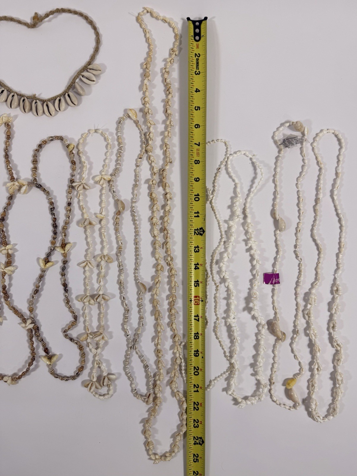 Vintage Shell Necklace Lot Hawaiian Cowrie Surfer Boho Beach Jewelry 16 Pc