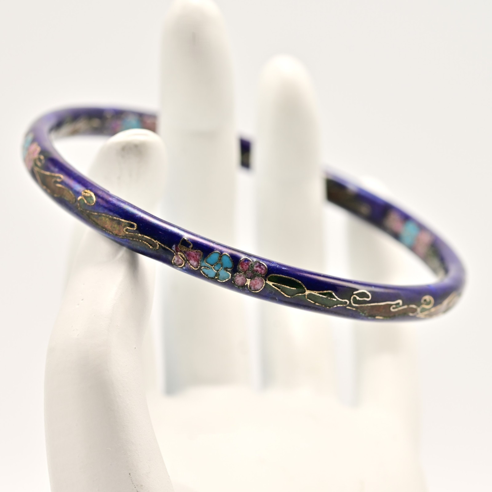 Chinese Vintage Original Enamel Cloisonne Asian Champleve Estate Bangle Bracelet