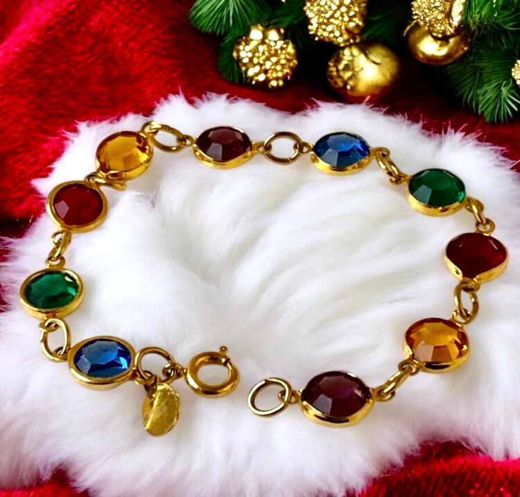 Vintage Genuine Austrian Crystal Bracelet Multi-Colored Made in USA