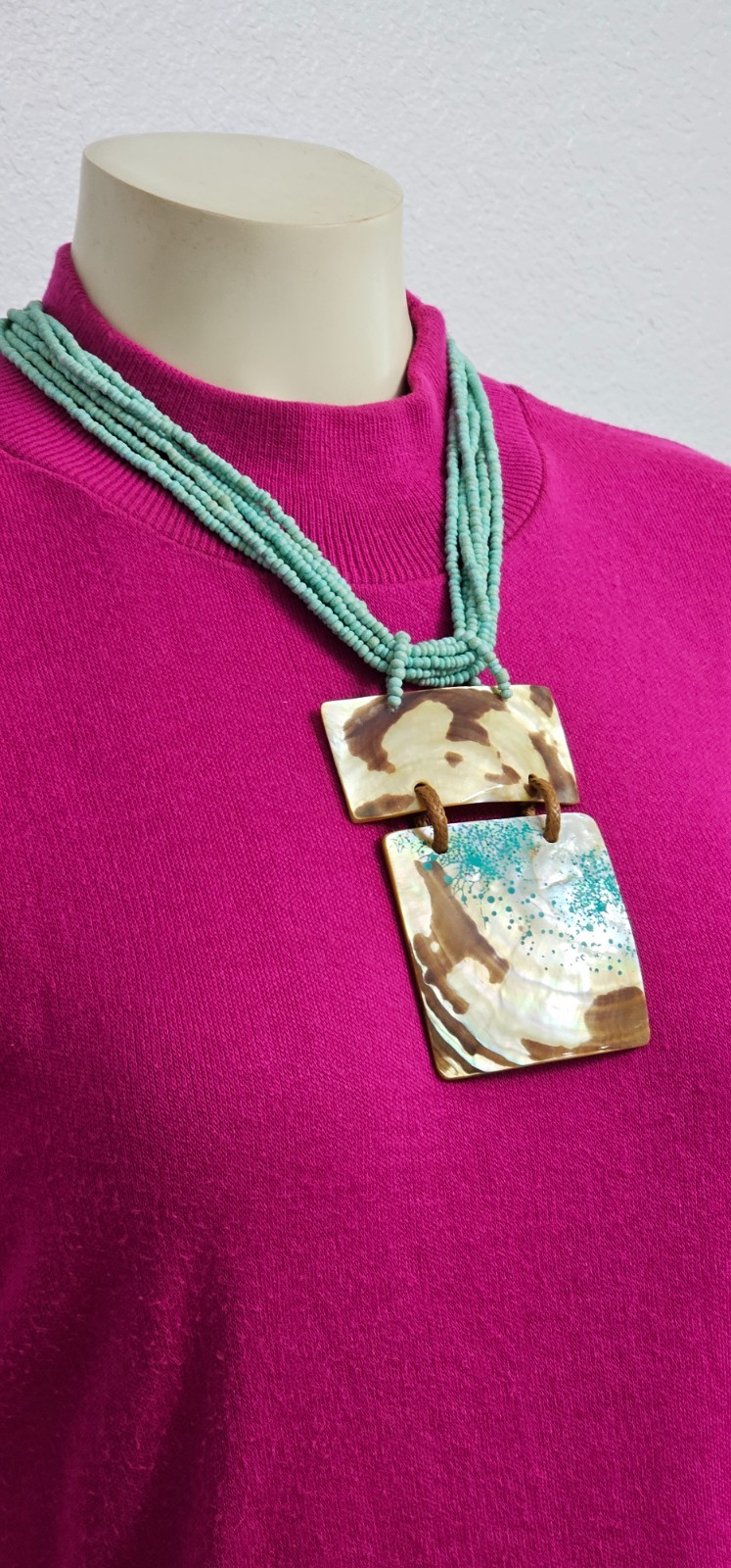 Made in the Philippines Rare necklace handmade and vintage made of seashell,