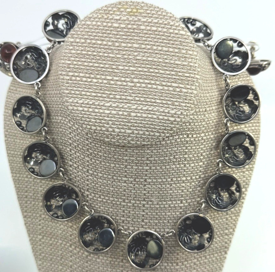 N.E. From Denmark vintage sterling Set Necklace Bracelet Clip On Screw Earrings