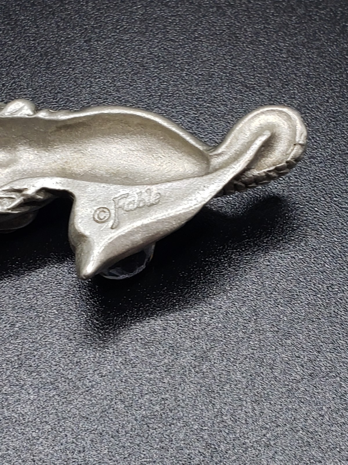 Rare Vintage Fable Mermaid Necklace Fantasy Pewter Tone Pendant AB Rhinestone