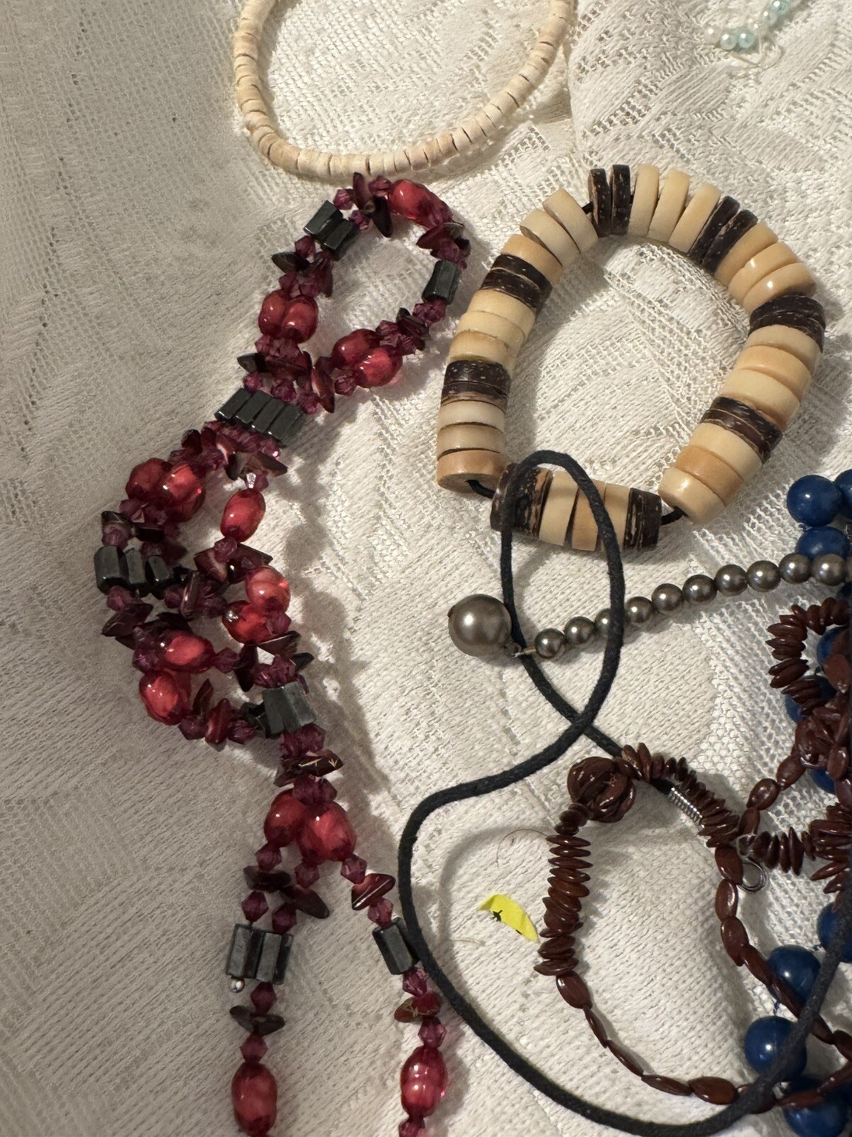 Vtg Junk Jewelry Lot- Most Wearable Beads, Shells, Different Beaded Materials